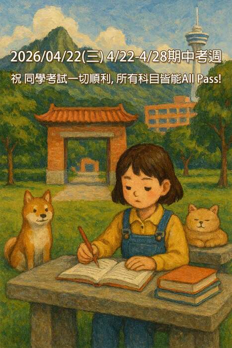 2026/04/22 (Wed.) Midterm Exam Week (April 22-28)圖片
