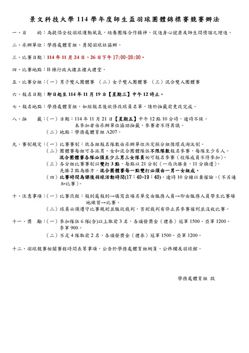 114-1 Teachers-Student Cup Badminton Championship圖片