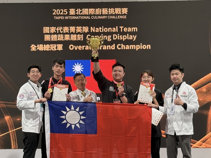 Taipei International Culinary Challenge: Department of Food and Beverage Management, JUST, Wins National Elite Team Championship in Vegetable and Fruit Carving.圖片