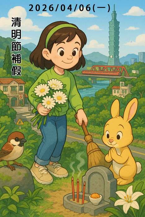 April 6 (Mon.), in 2026, - Compensated Holiday for Qingming Festival圖片