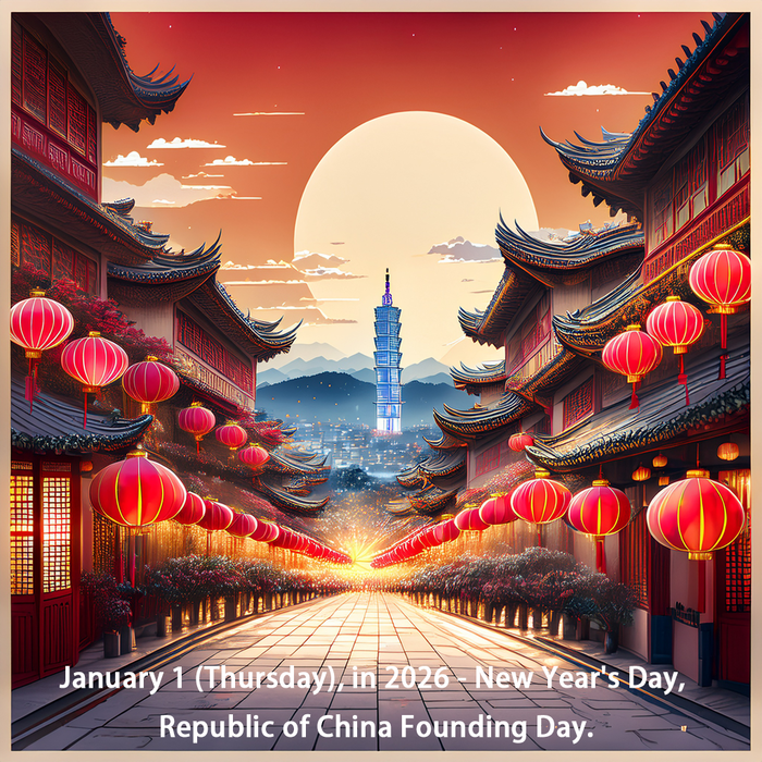 January 1 (Thursday), in 2026 - New Year's Day, Republic of China Founding Day.圖片
