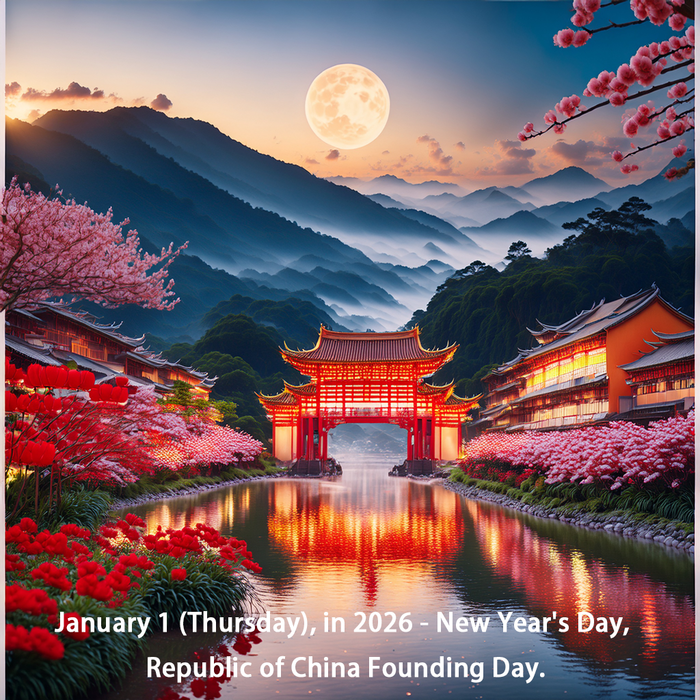 January 1 (Thursday), in 2026 - New Year's Day, Republic of China Founding Day.圖片