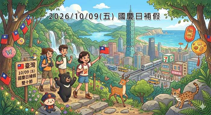 October 9th (Fri.), in 2026 - Compensated Holiday for National Day圖片